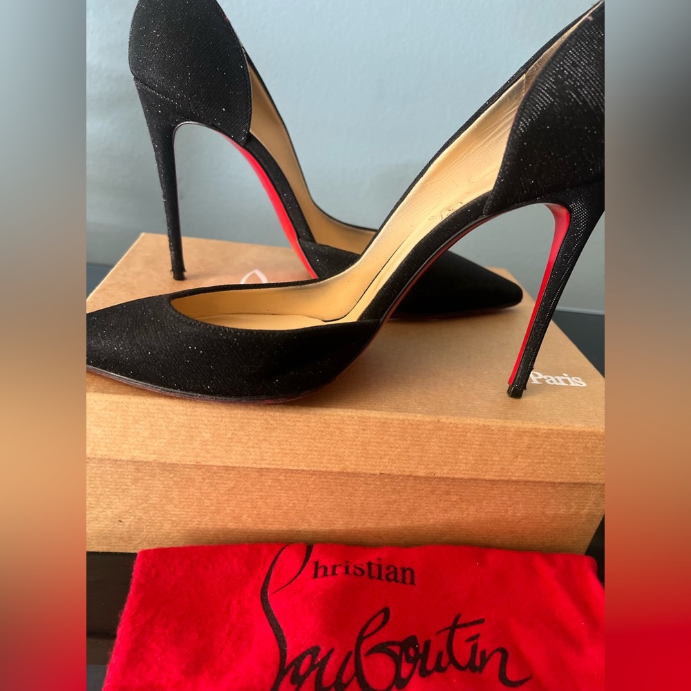 Christian Louboutin Black Glitter IRIZA Christian Louboutin 40 1/2 ⚡️⚡️ - Picture 6 of 11
